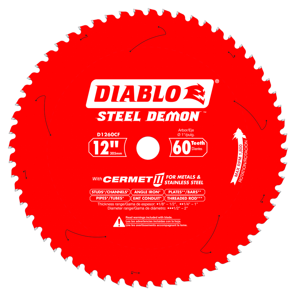 Diablo D1260CF, 12 in. x 60 Tooth Cermet Metal and Stainless Steel Cutting Saw Blade