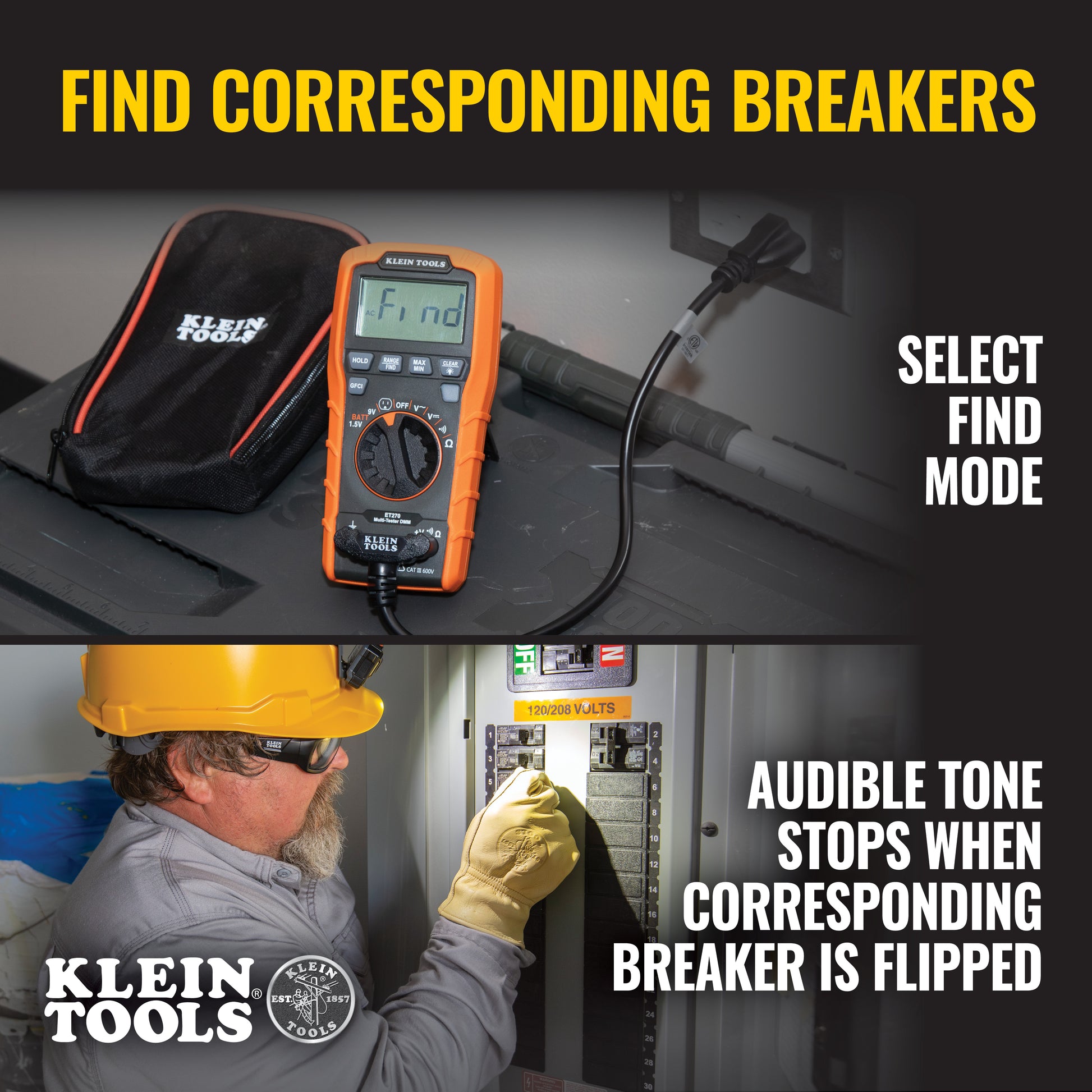 Klein Tools ET270, Digital Multi-Tester, Multimeter with Receptacle Tester