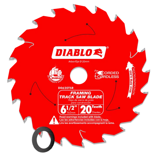 Diablo D0620TSR, 6-1/2" 20-Teeth Track Saw Blade for Framing