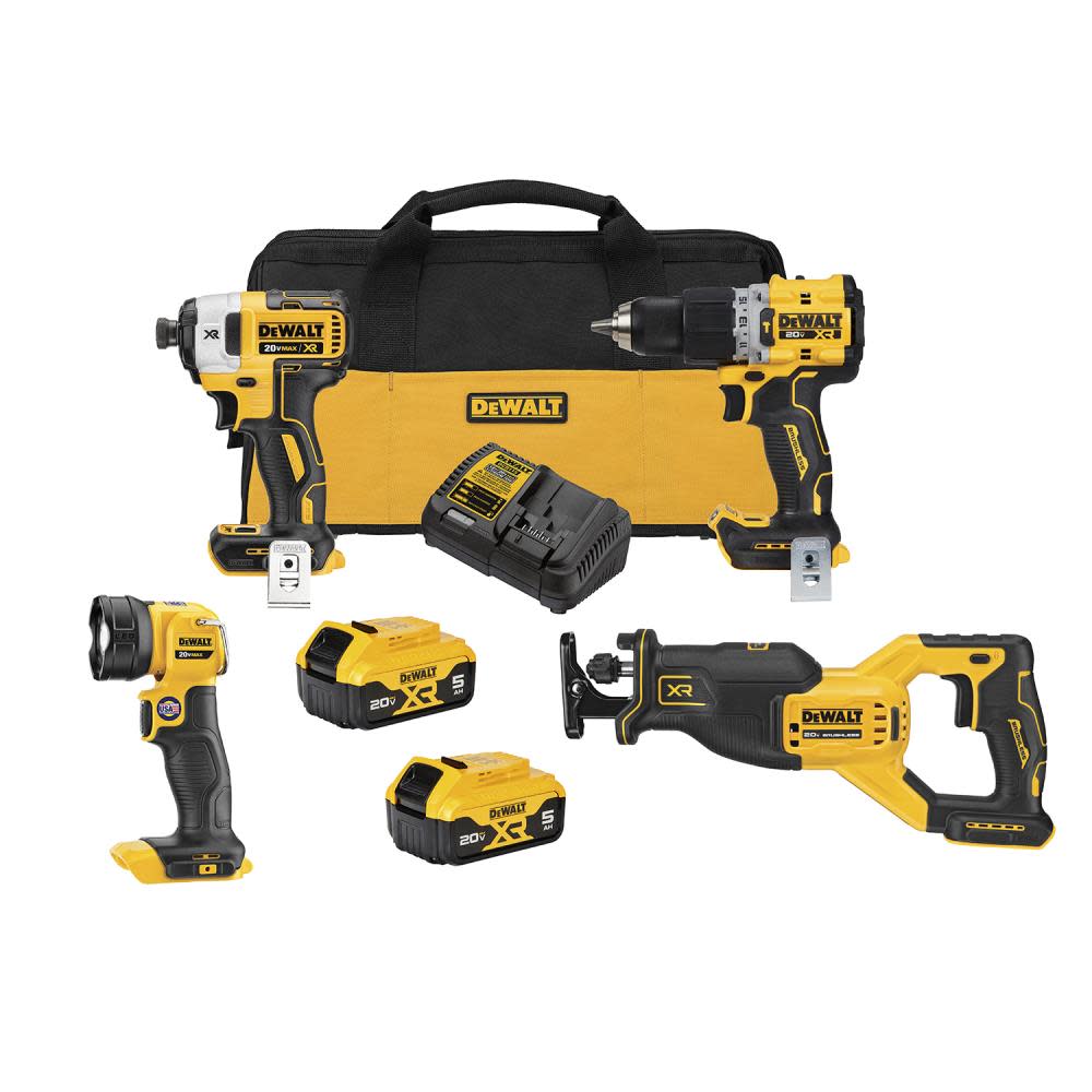 DEWALT DCK449P2, 20 Max XR 4 Tool Combo Kit (5.0AH)