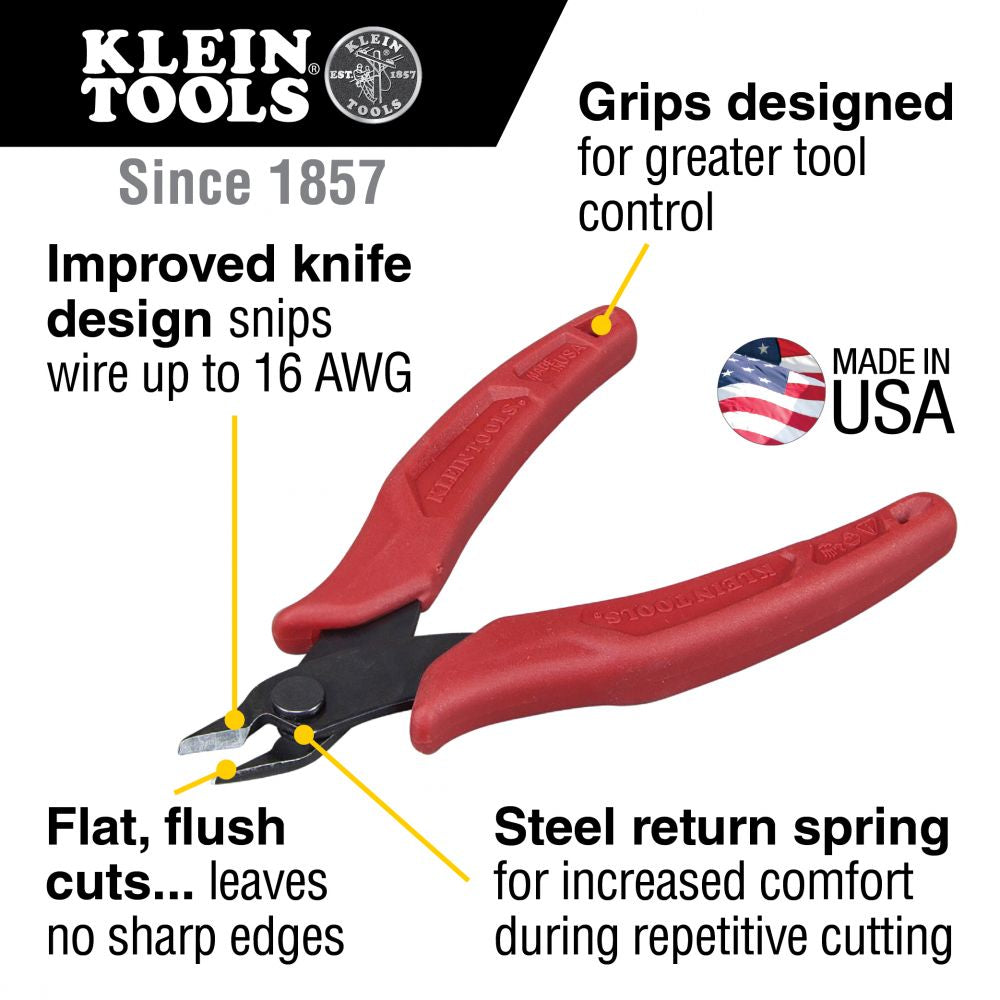 Klein Tools D275-5, Diagonal Cutting Pliers, Flush Cutter, Lightweight, 5-Inch