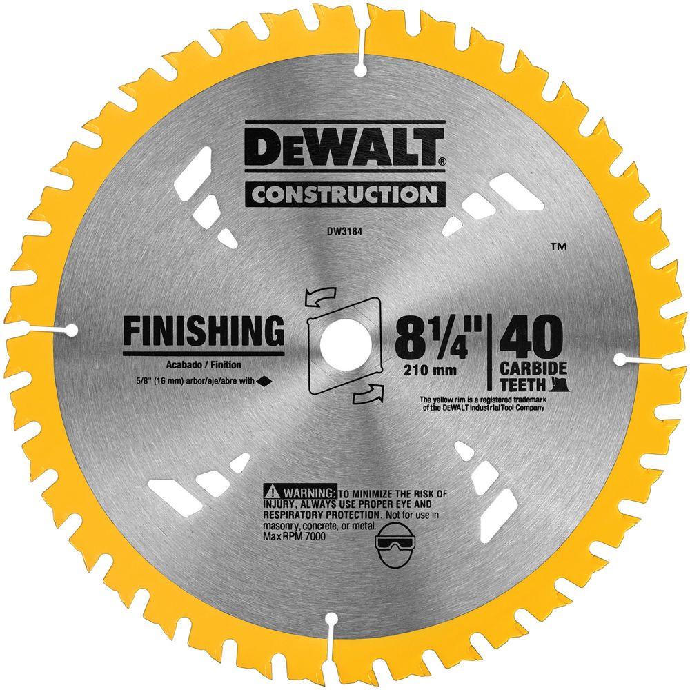 DEWALT DW3184, 8-1/4'' 40T Carbide Thin Kerf Circular Saw Blade (Blister Pack)