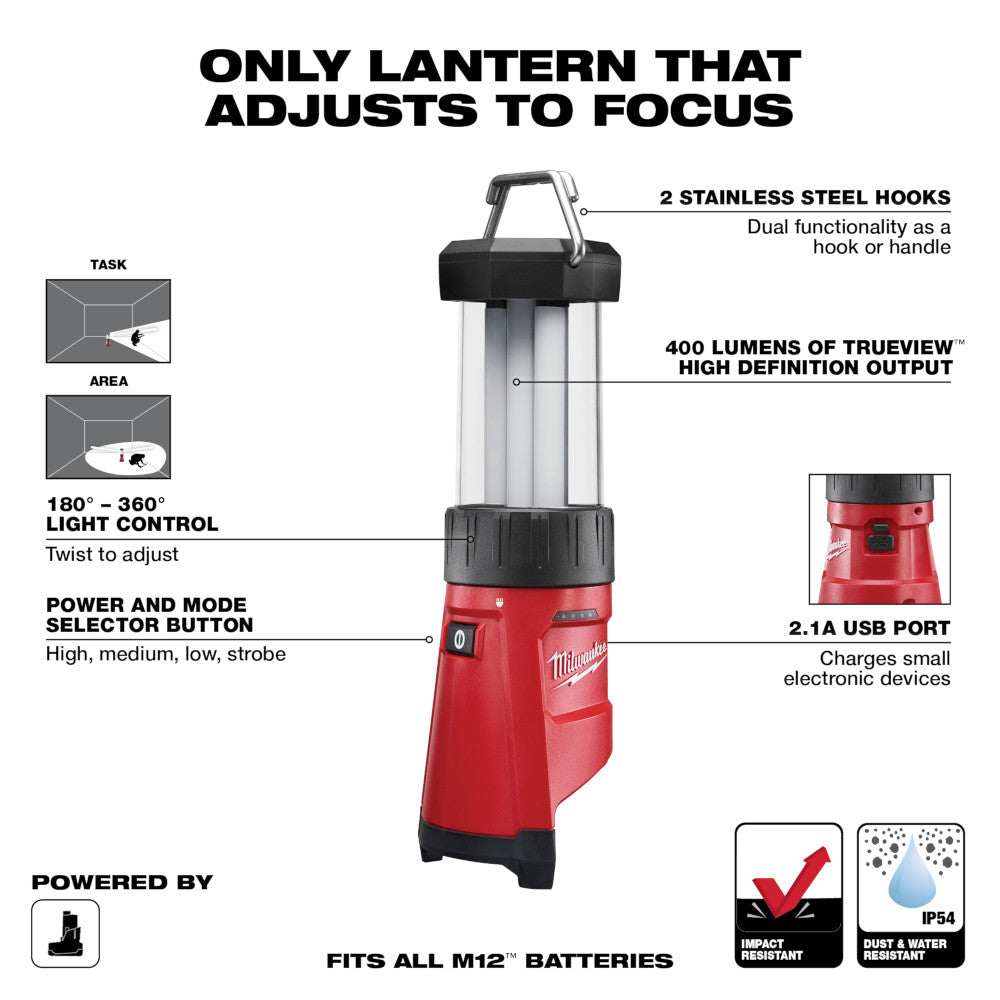 Milwaukee 2362-20, M12 LED Lantern/Flood Light (Tool Only)