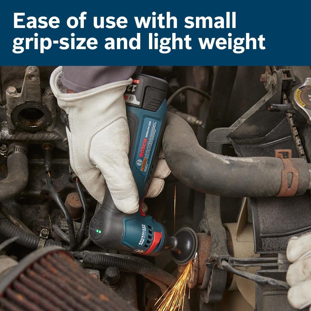 Bosch GWG12V-20SB23, 1/4" Right Angle Die Grinder Kit with 2x 3Ah Batteries