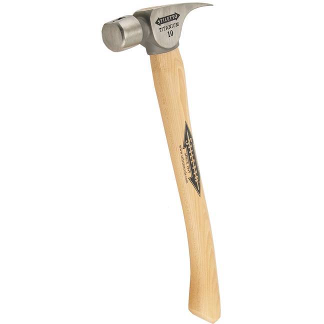 Stiletto FH10C, 10oz Titanium Finish Hammer, Smooth Face, 14.5" Curved Hickory Handle