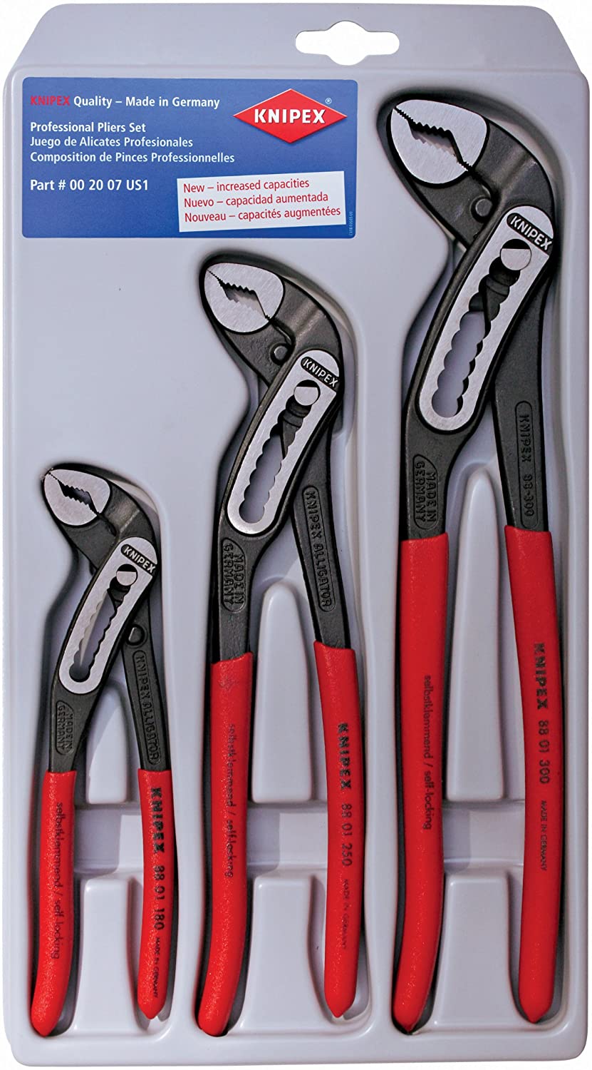 Knipex 00 20 07 US1, 3 Pc Alligator® Water Pump Pliers Set