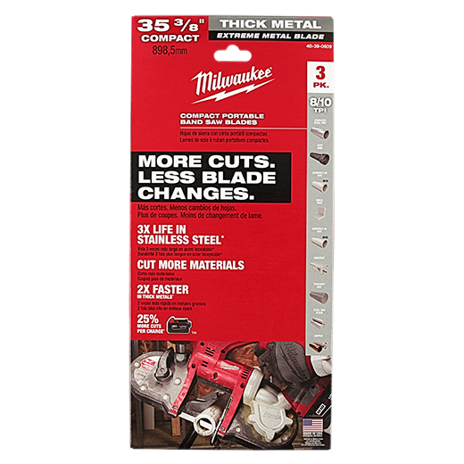 Milwaukee 48-39-0609, 35-3/8" 8/10 TPI Extreme Metal Band Saw Blade (3/pkg)
