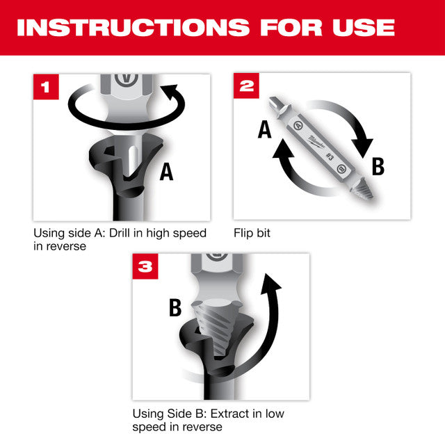 Milwaukee 49-57-9001, M2 Steel Screw Extractor Set 4PC