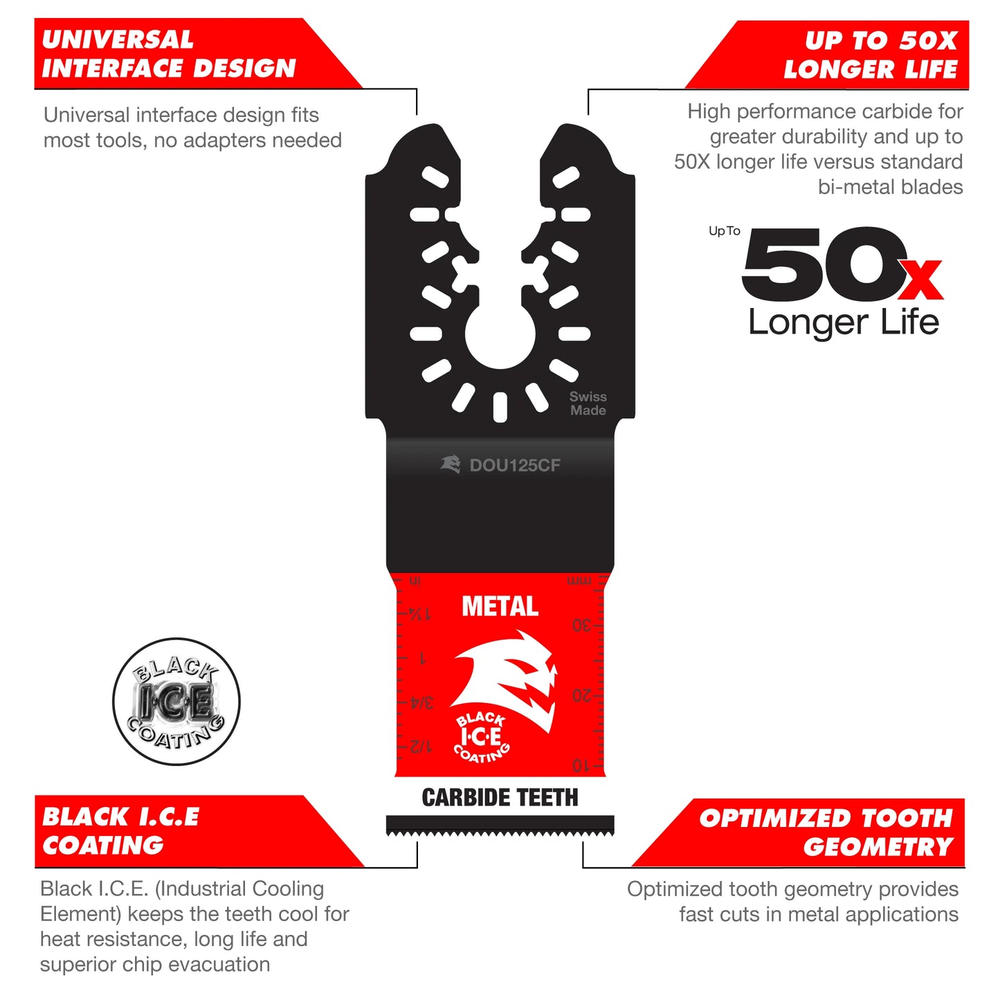 Diablo DOU125CF, 1-1/4" AMPED™ Steel Demon™ Universal Fit Carbide Teeth Oscillating Blade for Metal
