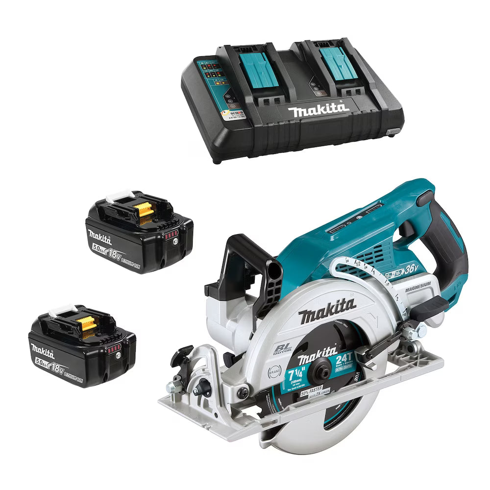 Makita DRS780PT2X, 18Vx2 (36V) LXT Brushless 7-1/4" Rear Handle Saw Kit