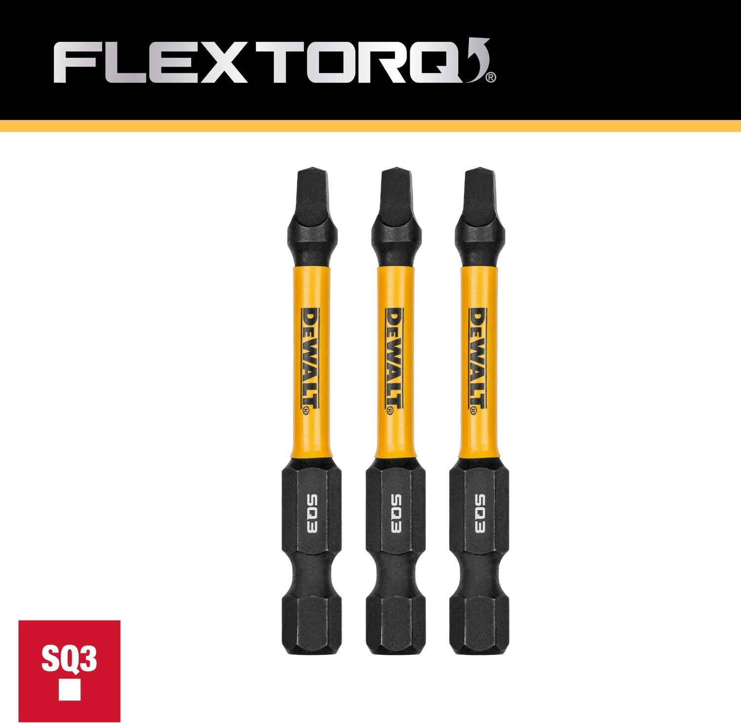 DEWALT DWAF2SQ3IR3,  2.25IN SQUARE #3 FLEXTORQ 3PK