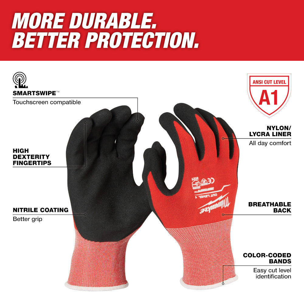 Milwaukee 48-22-8932, Cut Level 3 Dipped Gloves Large (Discontinued)