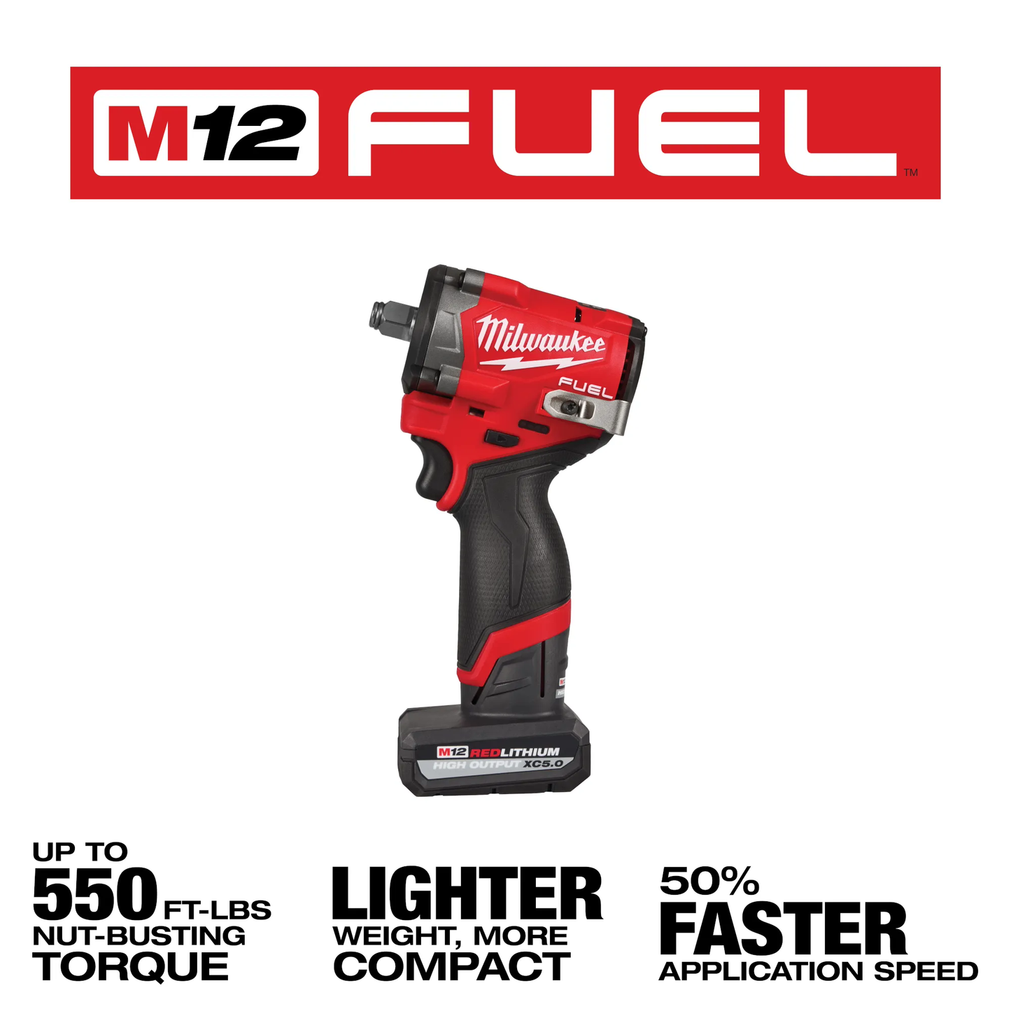 Milwaukee 2563-22, M12 FUEL™ Stubby 1/2" Impact Wrench Kit