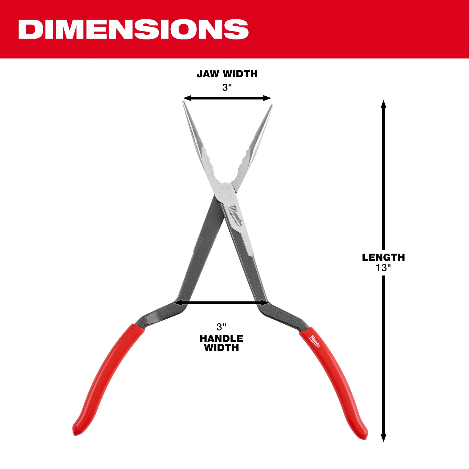 Milwaukee 48-22-6541, 13" Long Reach Pliers - 45° Nose