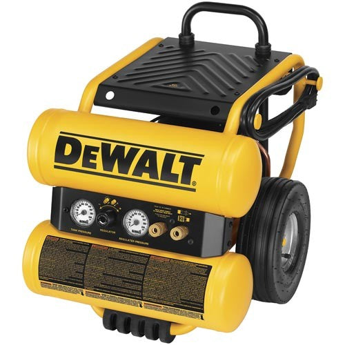 DEWALT D55154, 1.1 HP Continuous 4 Gallon Electric Wheeled Dolly-Style Air Compressor with Panel