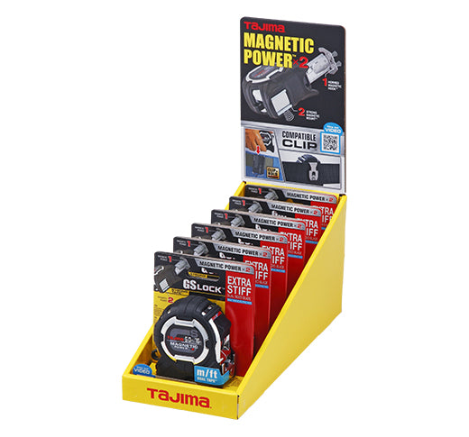 Tajima GS-SC16/5MBW, GS-LOCK, 16ft/5m x 1in strong tape & MAGNETIC POWER x 2 with COMPATIBLE CLIP