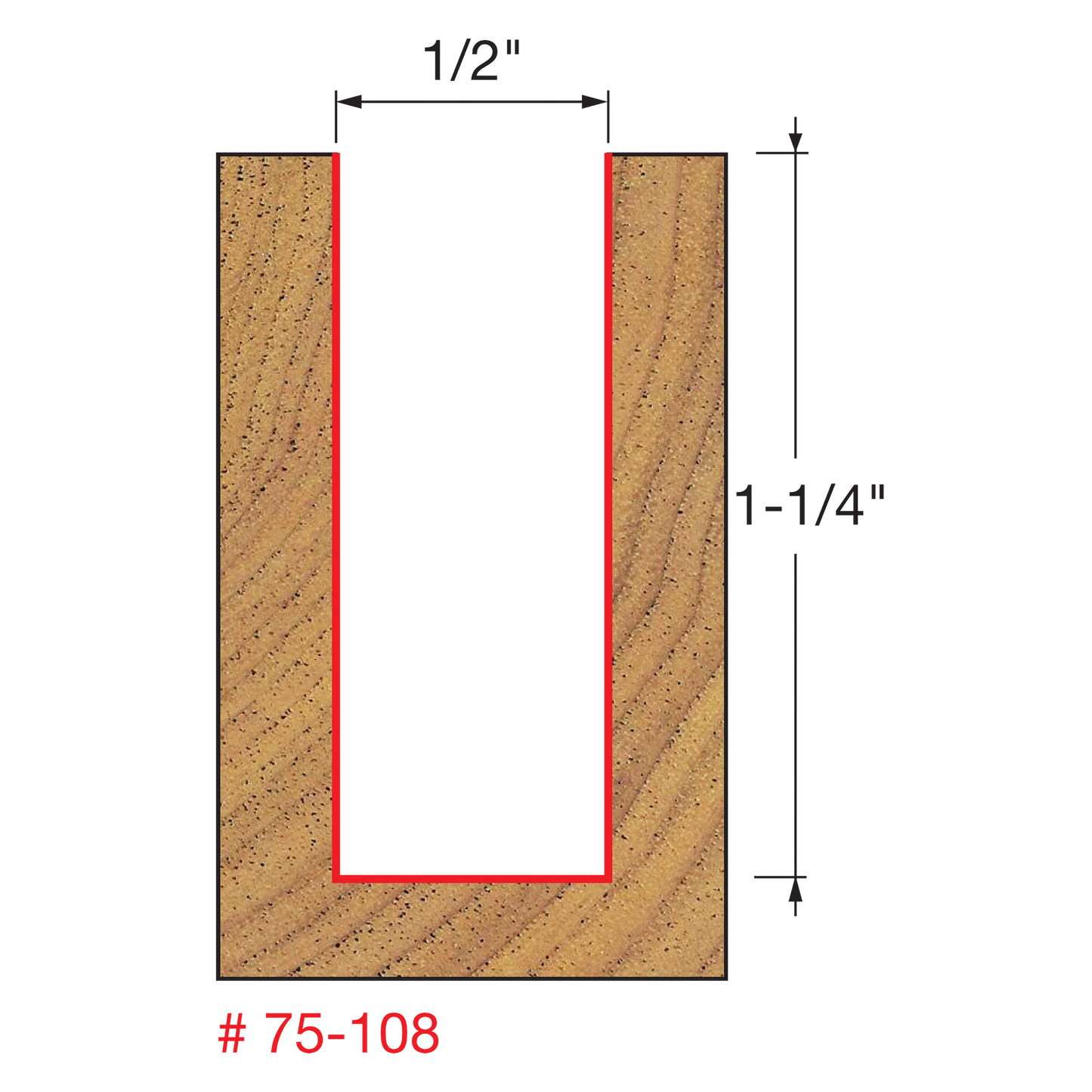 Freud 75-108, Carbide Router Bit - 1/2" x 3" Up Spiral / Double Flute Router Bit (1/2" Shank)