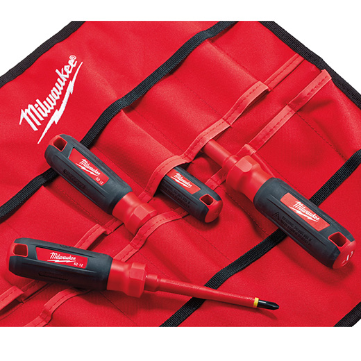 Milwaukee 48-22-2204, 4 pc 1000V Insulated Screwdriver Set w/Roll Pouch