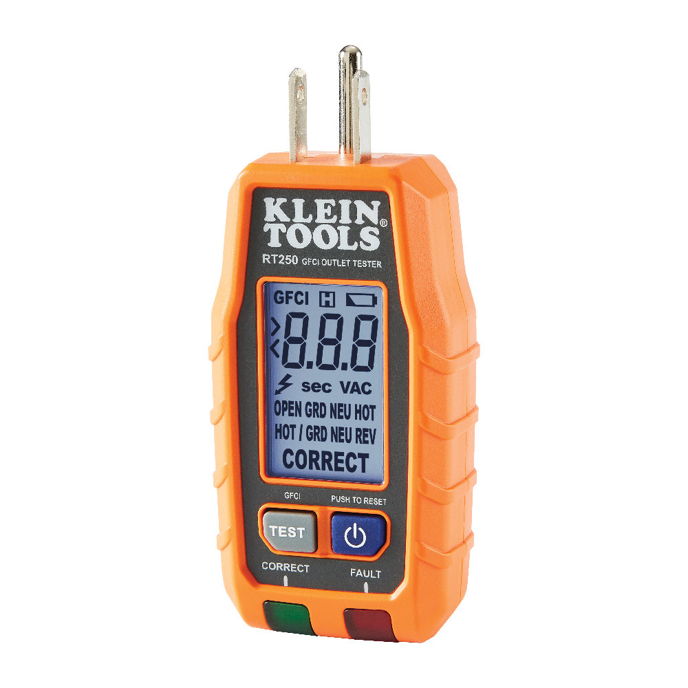 Klein Tools RT250, GFCI Receptacle Tester with LCD