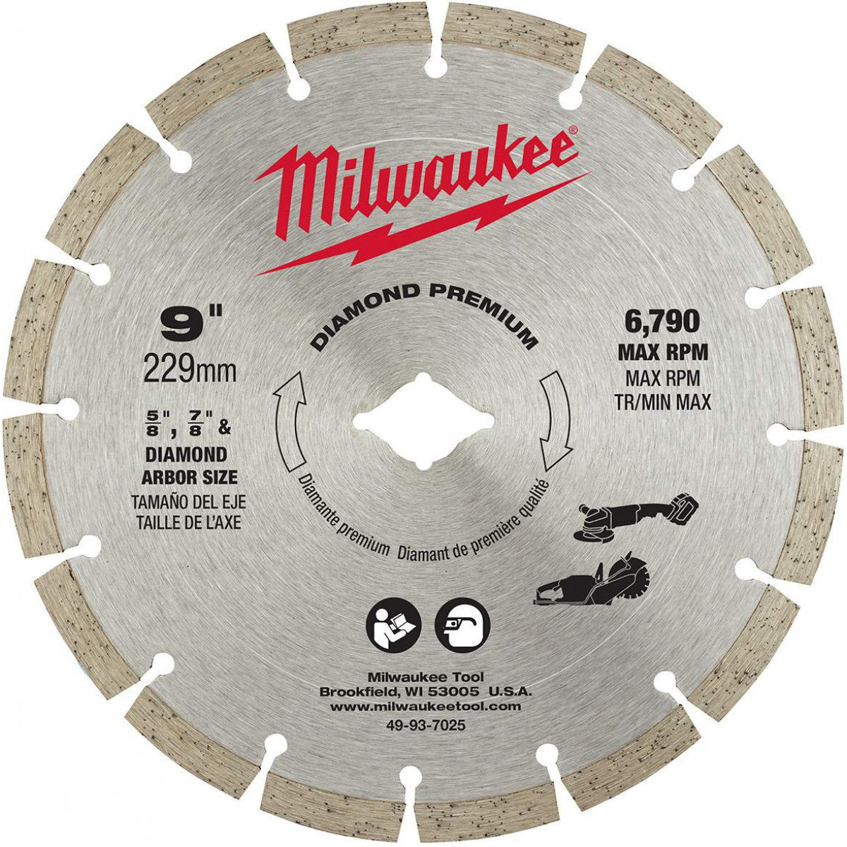 Milwaukee 49-93-7025, 9" DIAMOND PREMIUM SEGMENTED BLADE