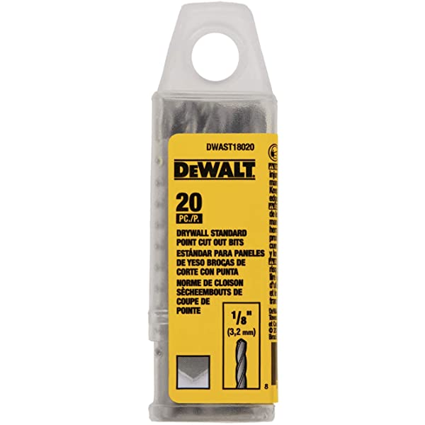 DEWALT DWAST18020, 1/8'' Drywall Standard Cut Out Bit (20/pkg)