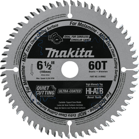 Makita A-99982, 6-1/2" 60T (ATB) Carbide Tipped Plunge Saw Blade