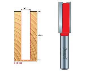 Freud 12-130, 1/2" x 2-1/2" Double Flute Straight Router Bit (1/2" Shank)