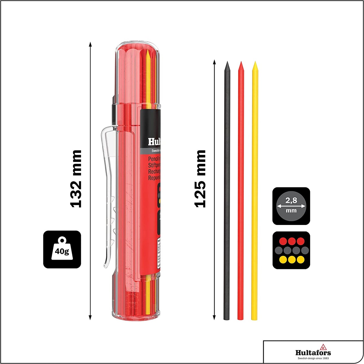 Hultafors 650120, Dry Marker Refills HRD GRY - Graphite/Red/Yellow