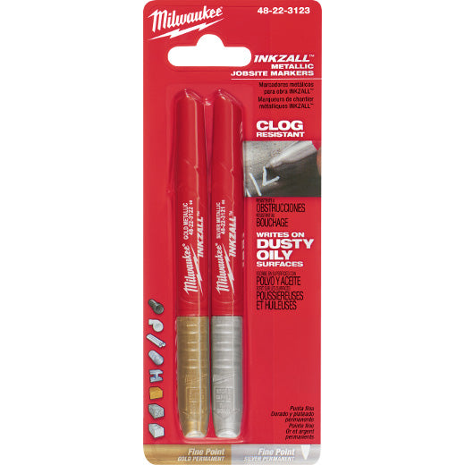 Milwaukee 48-22-3123, INKZALL Silver/Gold Metallic Fine Point Marker (2/pk)