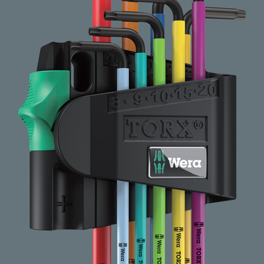 Wera 05073599001, 967/9 TX BO MULTICOLOUR 1 SB L-KEY SET FOR TAMPER-PROOF TORX® SCREWS, BLACKLASER, 9 PIECES