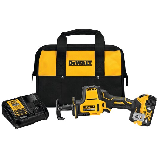 DEWALT DCS369P1, Atomic 20V MAX Cordless Brushless One-Handed Reciprocating Saw Kit