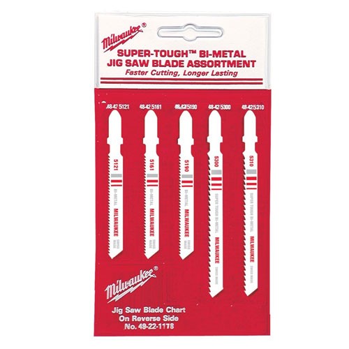 Milwaukee 49-22-1178, Jig Saw Blade Assortment, T-Shank (5 Pack)