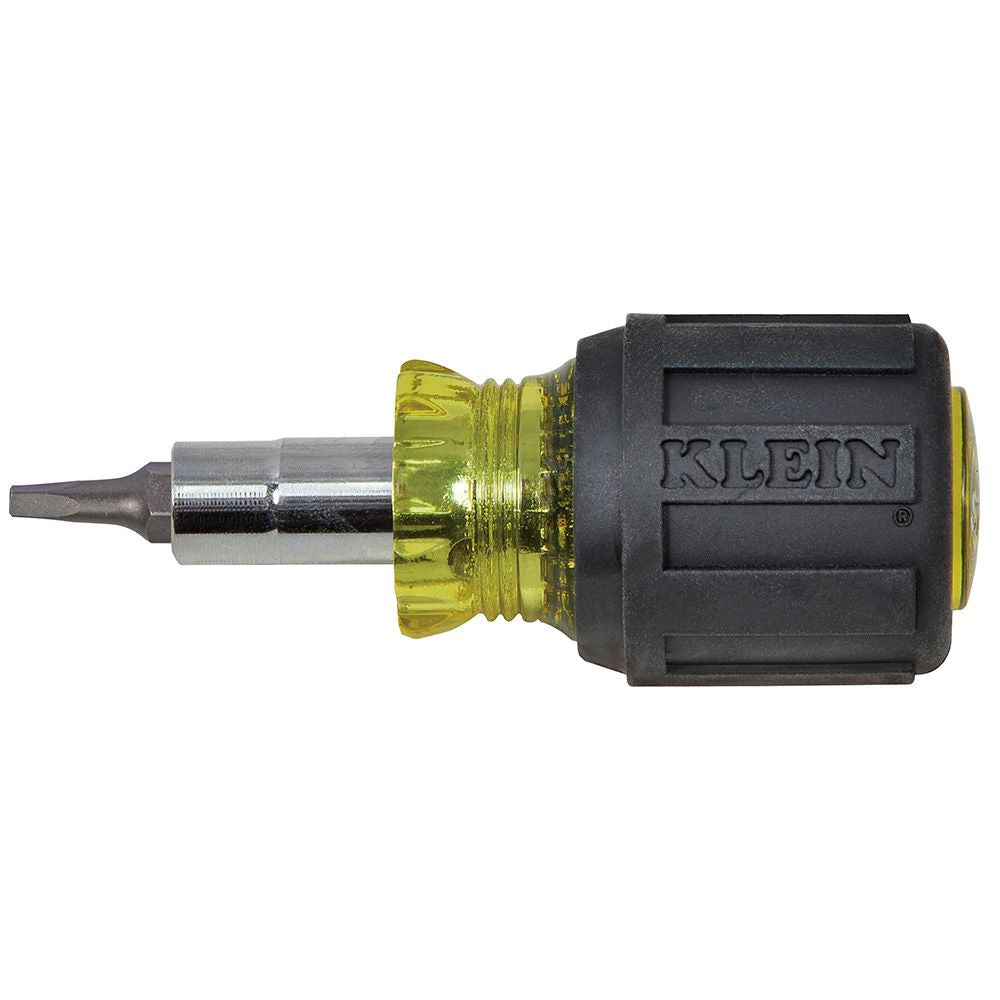 Klein Tools 32562, Multi-Bit Screwdriver / Nut Driver, 6-in-1, Stubby, Ph, Sl, Sq Bits