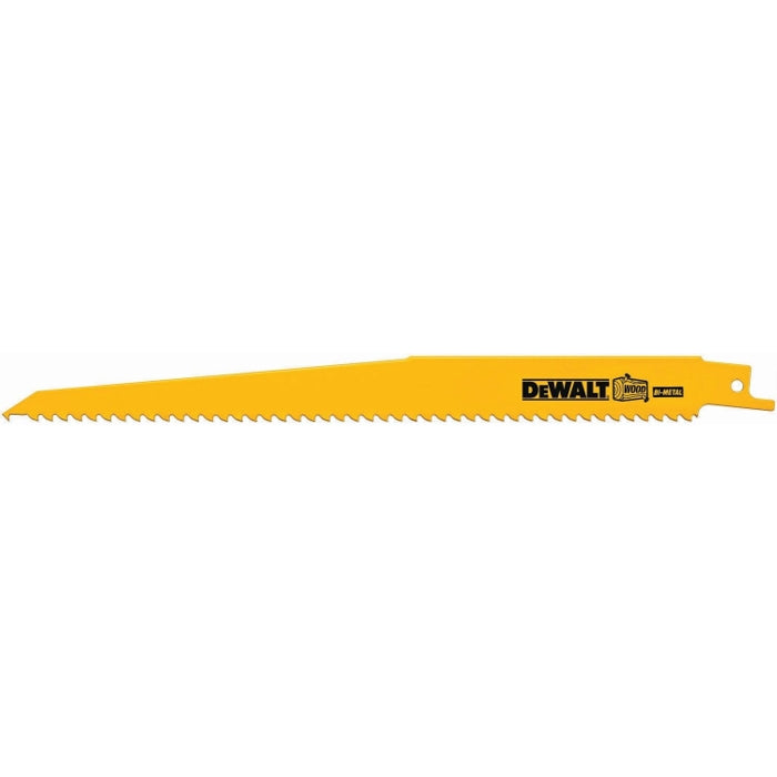 DEWALT DW4803, 9'' 6 TPI Taper Back Bi-Metal Reciprocating Blade for General Purpose Wood Cutting (5 pack)