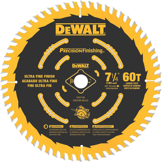 DEWALT DW3596B10, 7-1/4'' 60T Precision Finishing Saw Blade (10/pkg)