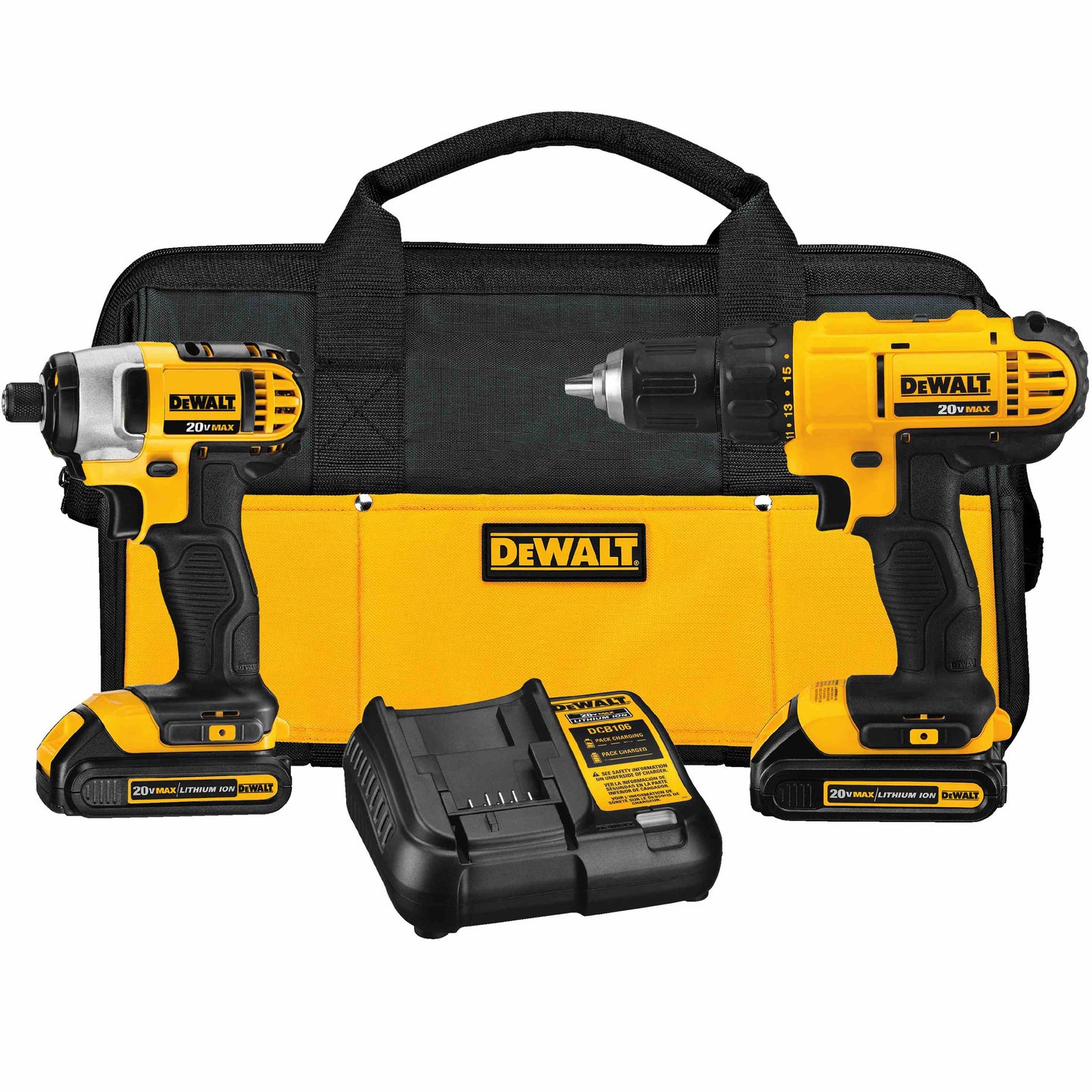 DEWALT DCK240C2, 20V MAX Drill Driver/Impact Driver Combo Kit (1.3 Ah)