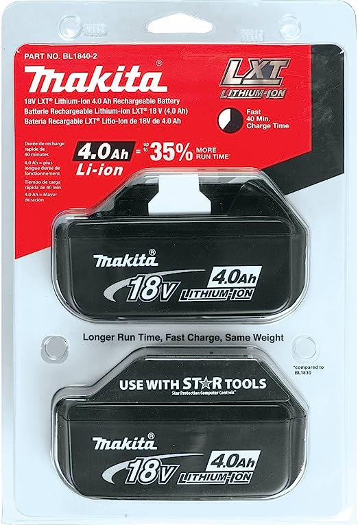 Makita 196406-9, 18V Li-Ion Battery BL1840B 2/SE W/Charge Level Indicator