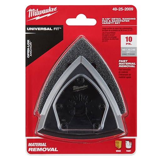 Milwaukee 49-25-2009, OPEN-LOK 3-1/2" SANDING PAD & PAPER VAR SET