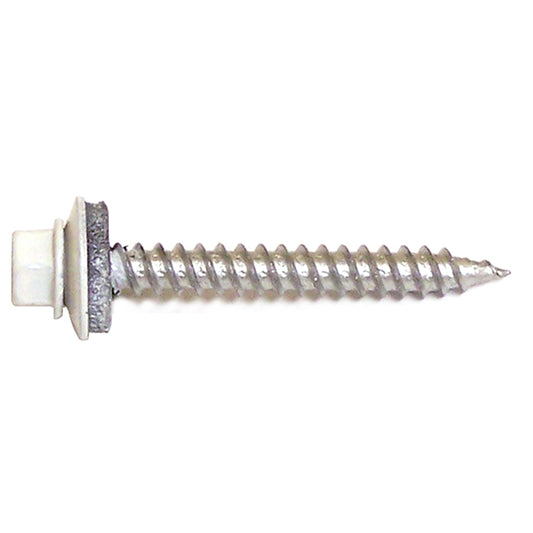 Reliable RSZ9112W, Colored Roof Metal Screw, Hex Head with Steel and Neoprene Washer, Self-Tapping Thread, Type A Point, #9 X 1-1/2" White (Box of 500)