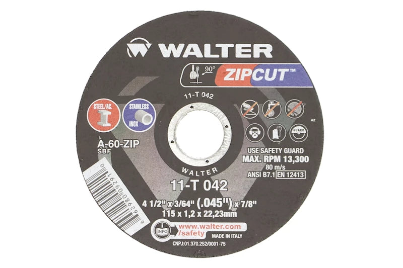 Walter 11T042, ZIPCUT 4.5X3/64X7/8'' T1 CUT-OFF WHEEL