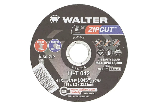 Walter 11T042, ZIPCUT 4.5X3/64X7/8'' T1 CUT-OFF WHEEL