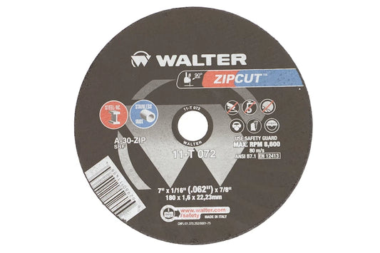 Walter 11T072, ZIPCUT 7''X1/16'X7/8'' T1 CUT-OFF WHEEL