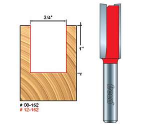 Freud 12-152, 3/4" x 1" Double Flute Straight Router Bit (1/2" Shank)