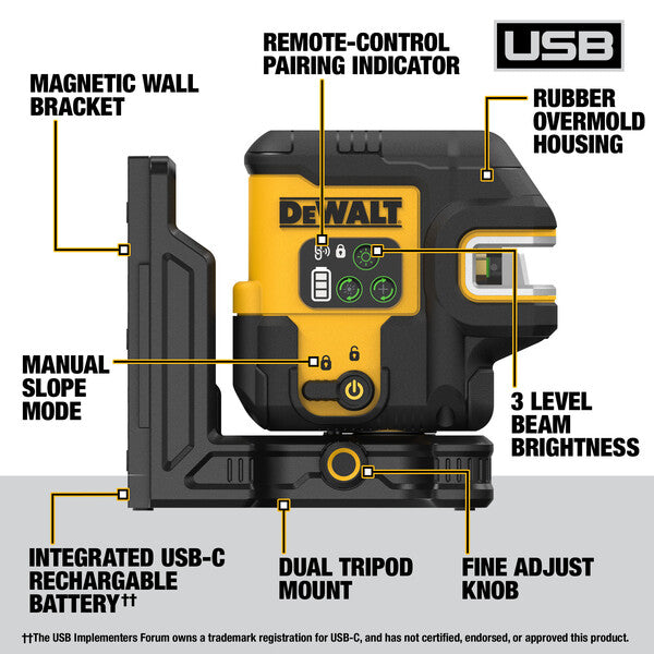 DEWALT DCLE14251GB, Rechargable 5 Spot Combo Laser