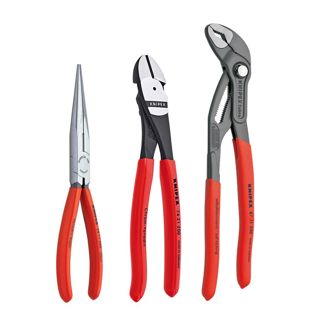 Knipex 00 20 08 US2, 3 Pc Universal Pliers Set w/ Cobra Pliers