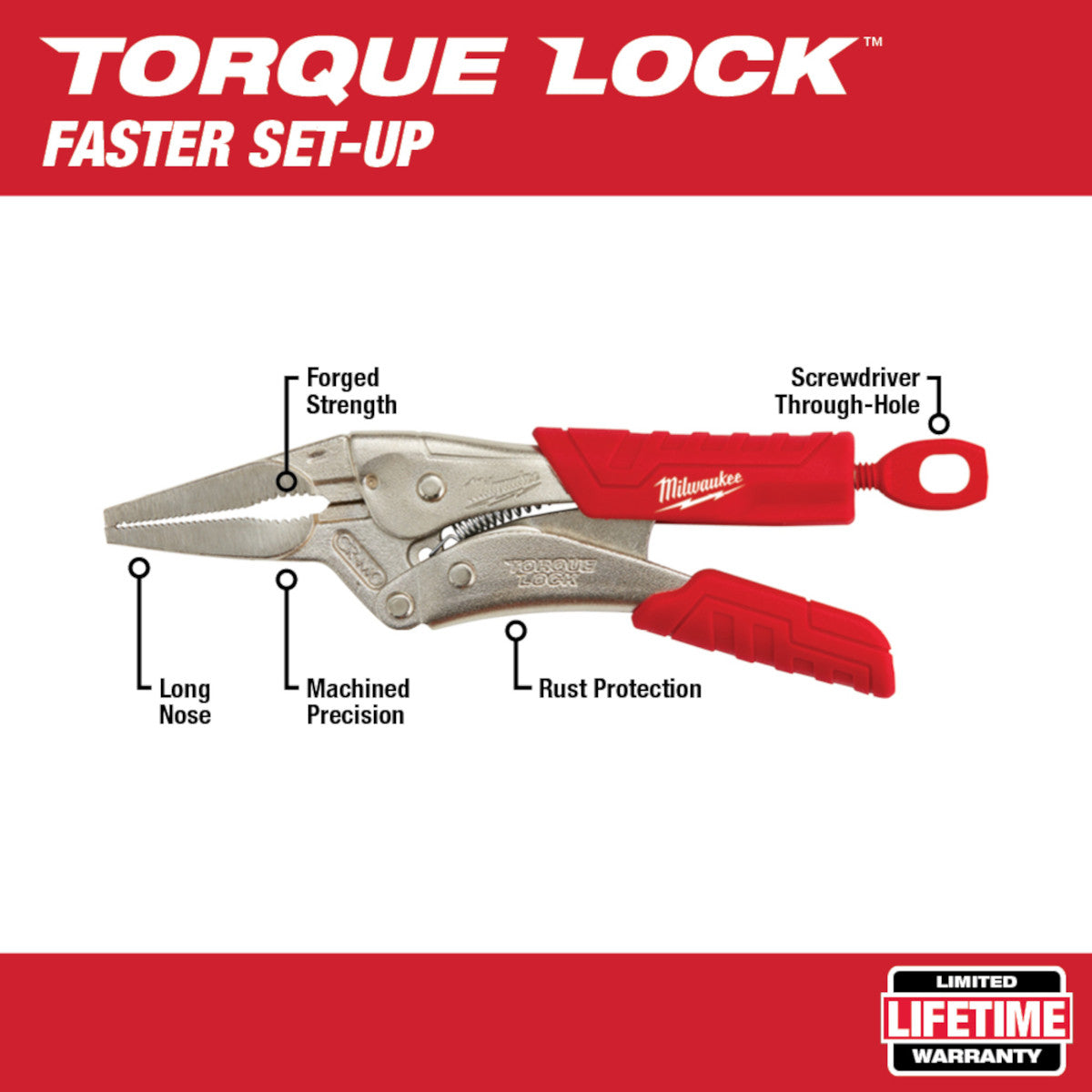 Milwaukee 48-22-3406,  6″ TORQUE LOCK™ Long Nose Pliers