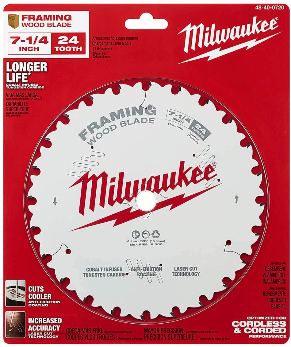 Milwaukee 48-41-0720, 7-1/4" 24T Framing Circular Saw Blades (Sold/Each)