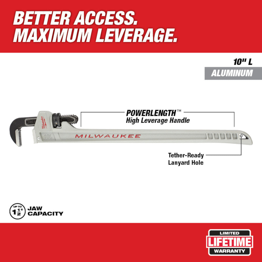 Milwaukee 48-22-7213, 10L Pipe Wrench with POWERLENGTH High Leverage Handle