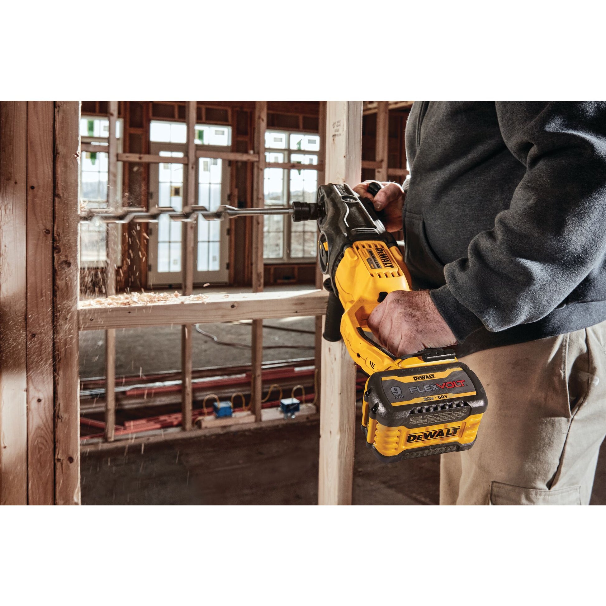 DEWALT DCD471B, 60V MAX FLEXVOLT QUICK CONNECT IN-LINE STUD & JOIST DRILL (Tool Only)