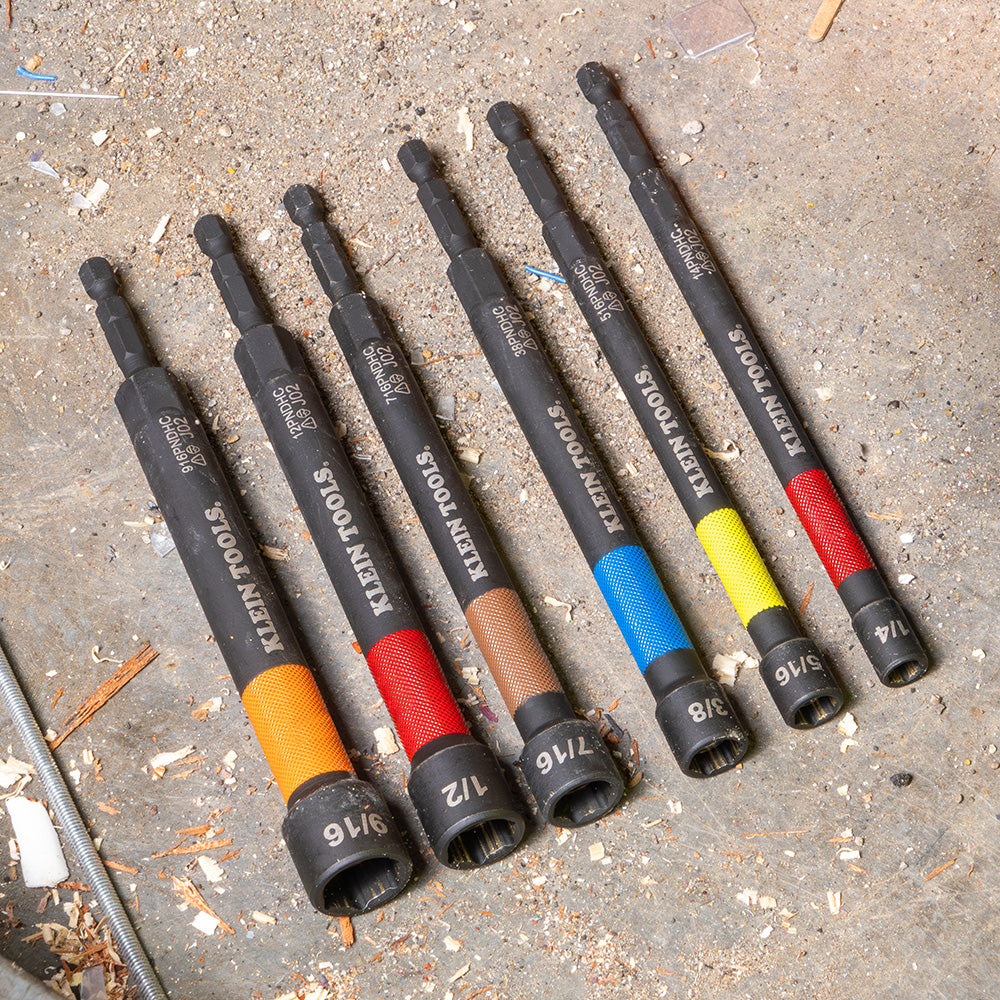 Klein Tools 32930, Magnetic Color-Coded Power Nut Setters, 6-Piece Set